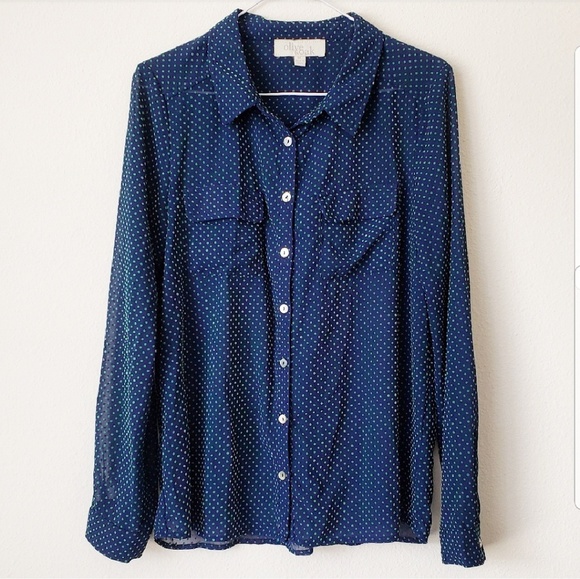 Olive & Oak Button Down Polka Dot Blouse - Picture 1 of 6